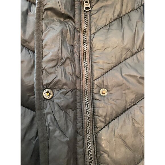 Abercrombie & Fitch Black Puffer Midi Coat Water Wind Resistant Large - Picture 9 of 15